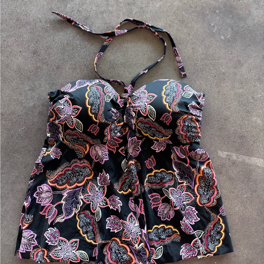 Swimsuits For All Pink and Blue Sleeveless Bustier Tank Top